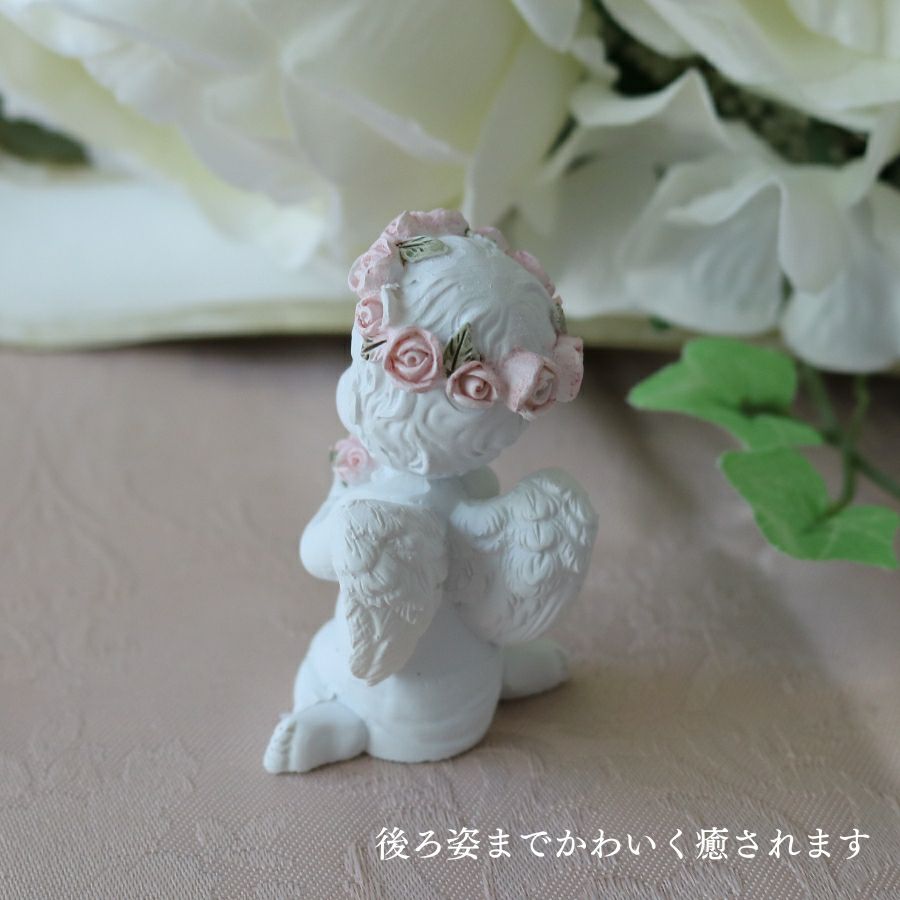 天使 置物 オブジェ 小物 白 バラ 薔薇 おしゃれ かわいい インテリア